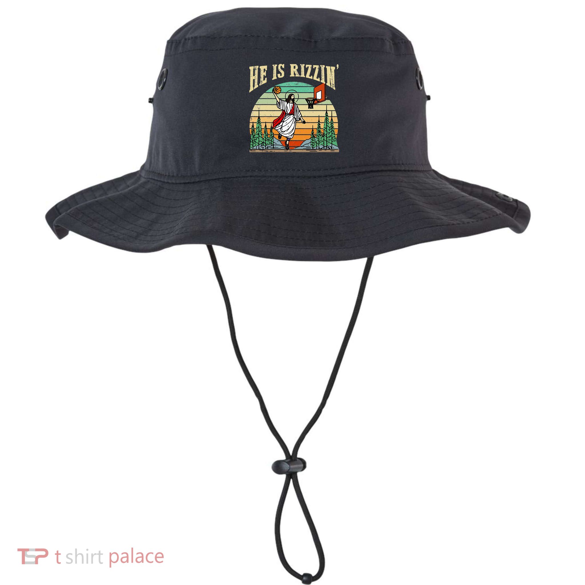 He Is Rizzin Funny Basketball Easter Christian Religious Bucket Hat