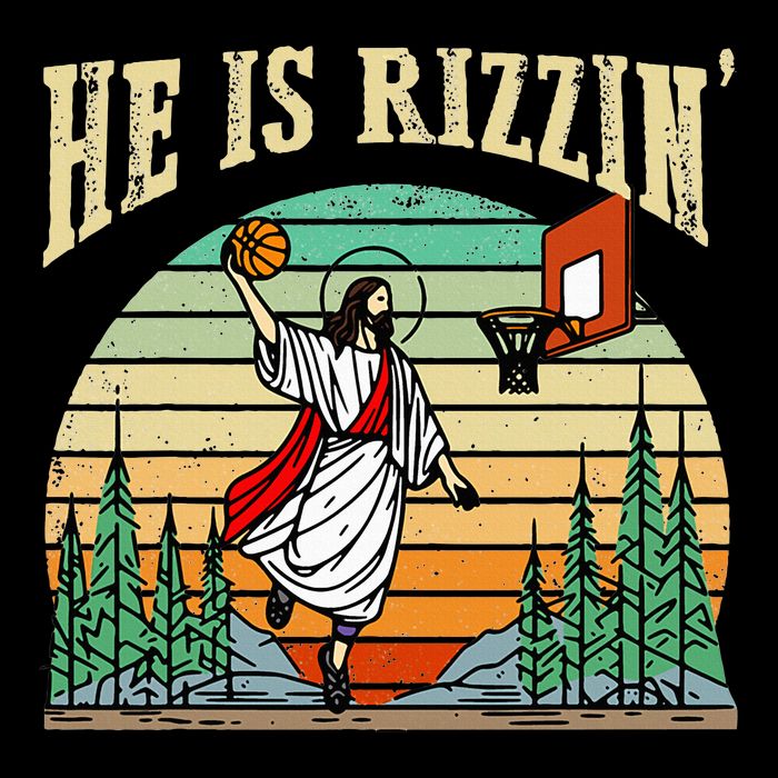 He Is Rizzin Funny Basketball Easter Christian Religious Drawstring Bag