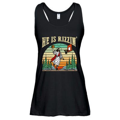 He Is Rizzin Funny Basketball Easter Christian Religious Ladies Essential Flowy Tank