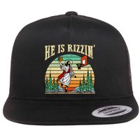 He Is Rizzin Funny Basketball Easter Christian Religious Flatbill Hat