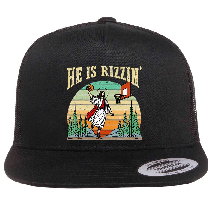 He Is Rizzin Funny Basketball Easter Christian Religious Flatbill Hat