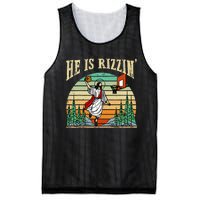 He Is Rizzin Funny Basketball Easter Christian Religious Mesh Reversible Basketball Jersey Tank