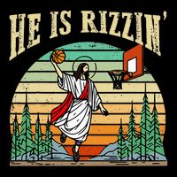 He Is Rizzin Funny Basketball Easter Christian Religious Cooling Performance Long Sleeve Crew