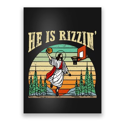 He Is Rizzin Funny Basketball Easter Christian Religious Poster