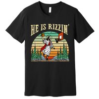 He Is Rizzin Funny Basketball Easter Christian Religious Premium T-Shirt