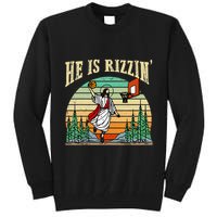 He Is Rizzin Funny Basketball Easter Christian Religious Tall Sweatshirt