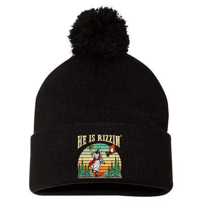 He Is Rizzin Funny Basketball Easter Christian Religious Pom Pom 12in Knit Beanie