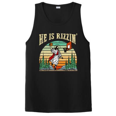 He Is Rizzin Funny Basketball Easter Christian Religious PosiCharge Competitor Tank