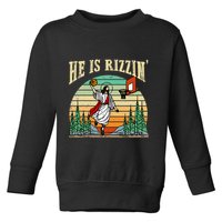 He Is Rizzin Funny Basketball Easter Christian Religious Toddler Sweatshirt