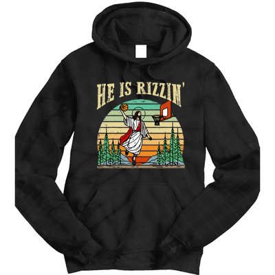 He Is Rizzin Funny Basketball Easter Christian Religious Tie Dye Hoodie