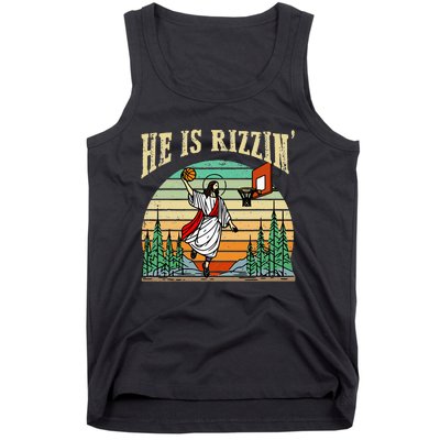 He Is Rizzin Funny Basketball Easter Christian Religious Tank Top