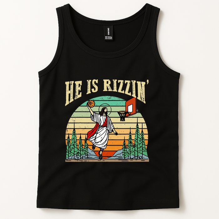 He Is Rizzin Funny Basketball Easter Christian Religious Tank Top