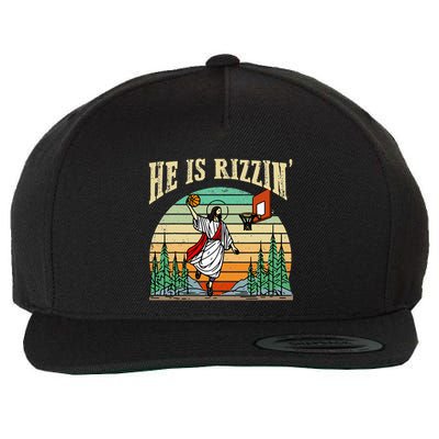 He Is Rizzin Funny Basketball Easter Christian Religious Wool Snapback Cap