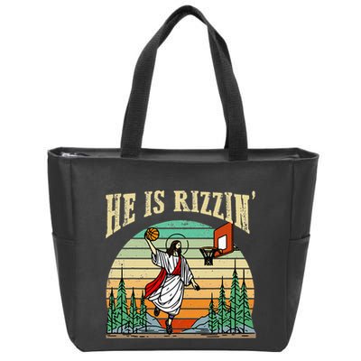 He Is Rizzin Funny Basketball Easter Christian Religious Zip Tote Bag