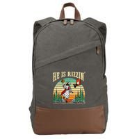 He Is Rizzin Funny Basketball Easter Christian Religious Cotton Canvas Backpack