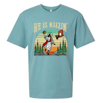 He Is Rizzin Funny Basketball Easter Christian Religious Sueded Cloud Jersey T-Shirt