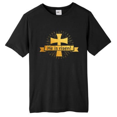 He Is Risen! Cross Easter Gift For Christians Cross Tall Fusion ChromaSoft Performance T-Shirt