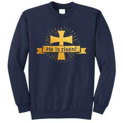 He Is Risen! Cross Easter Gift For Christians Cross Sweatshirt