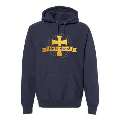 He Is Risen! Cross Easter Gift For Christians Cross Premium Hoodie