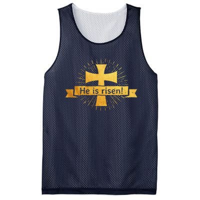 He Is Risen! Cross Easter Gift For Christians Cross Mesh Reversible Basketball Jersey Tank