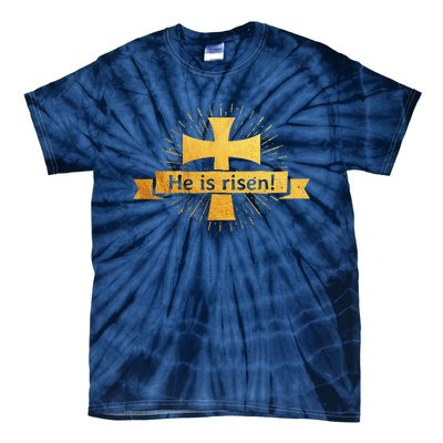 He Is Risen! Cross Easter Gift For Christians Cross Tie-Dye T-Shirt