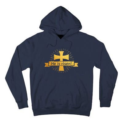 He Is Risen! Cross Easter Gift For Christians Cross Tall Hoodie