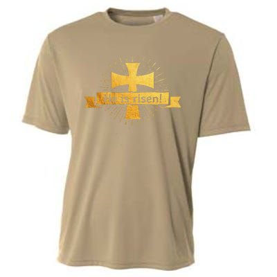 He Is Risen! Cross Easter Gift For Christians Cross Cooling Performance Crew T-Shirt