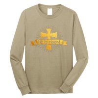 He Is Risen! Cross Easter Gift For Christians Cross Long Sleeve Shirt