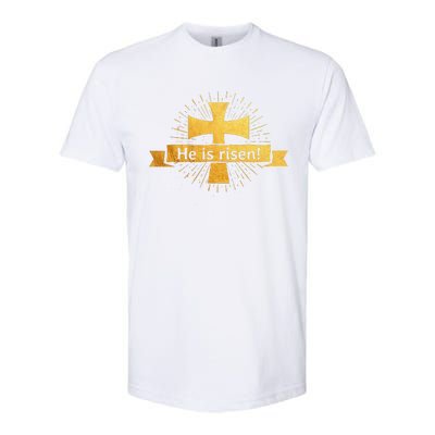 He Is Risen! Cross Easter Gift For Christians Cross Softstyle CVC T-Shirt