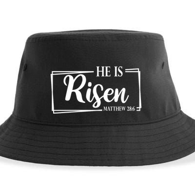 He Is Risen Matthew 28:6 Easter Sunday Sustainable Bucket Hat