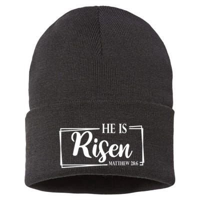 He Is Risen Matthew 28:6 Easter Sunday Sustainable Knit Beanie
