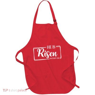 He Is Risen Matthew 28:6 Easter Sunday Full-Length Apron With Pockets