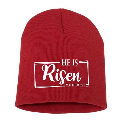 He Is Risen Matthew 28:6 Easter Sunday Short Acrylic Beanie