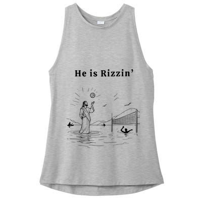 He Is Rizzin Jesus Volleyball Ladies PosiCharge Tri-Blend Wicking Tank