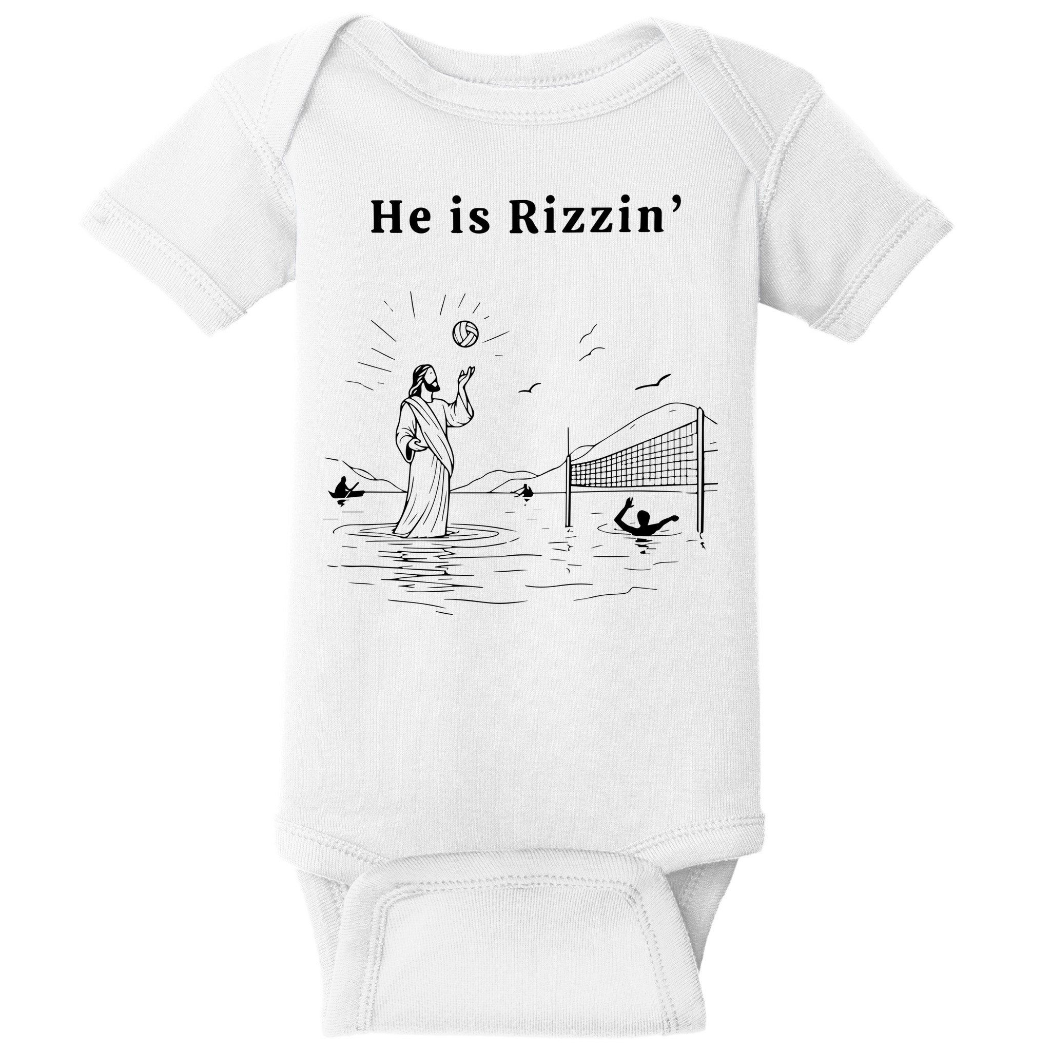 He Is Rizzin Jesus Volleyball Baby Bodysuit