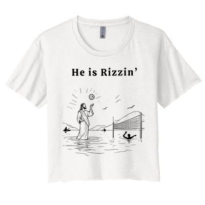 He Is Rizzin Jesus Volleyball Women's Crop Top Tee