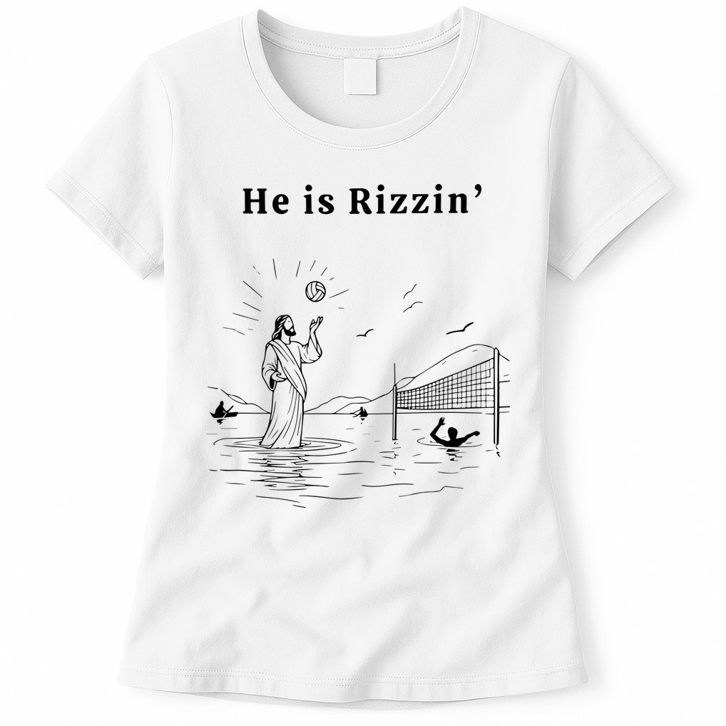 He Is Rizzin Jesus Volleyball Womens T-Shirt
