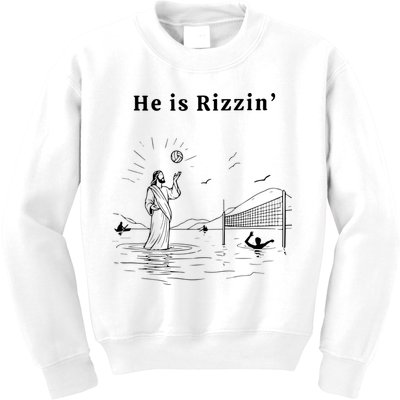 He Is Rizzin Jesus Volleyball Kids Sweatshirt