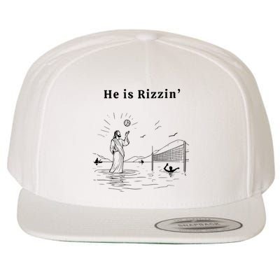 He Is Rizzin Jesus Volleyball Wool Snapback Cap