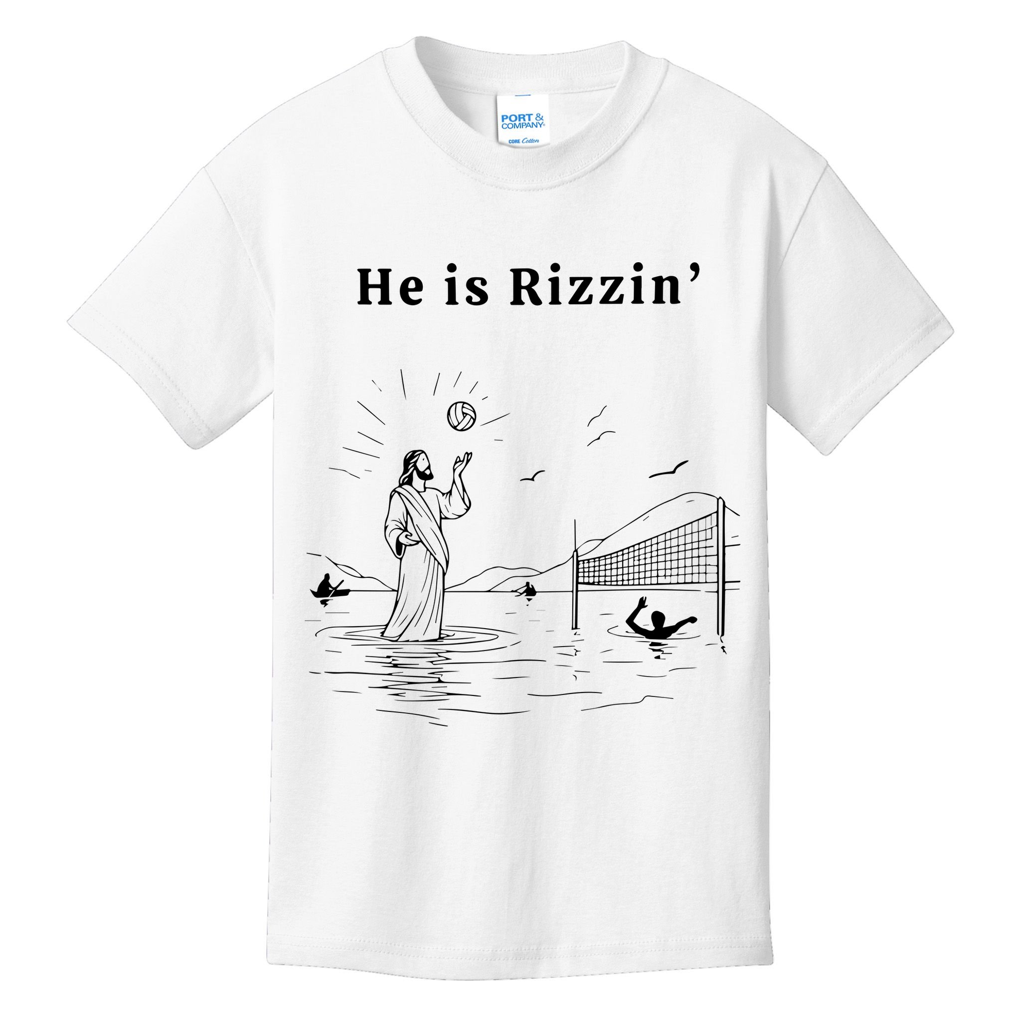 He Is Rizzin Jesus Volleyball Kids T-Shirt