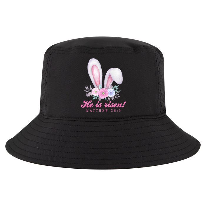 He Is Risen Easter Sunday Bunny Floral Cool Comfort Performance Bucket Hat