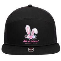 He Is Risen Easter Sunday Bunny Floral 7 Panel Mesh Trucker Snapback Hat