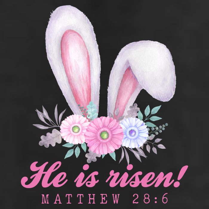 He Is Risen Easter Sunday Bunny Floral 7 Panel Mesh Trucker Snapback Hat