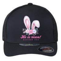 He Is Risen Easter Sunday Bunny Floral Flexfit Unipanel Trucker Cap