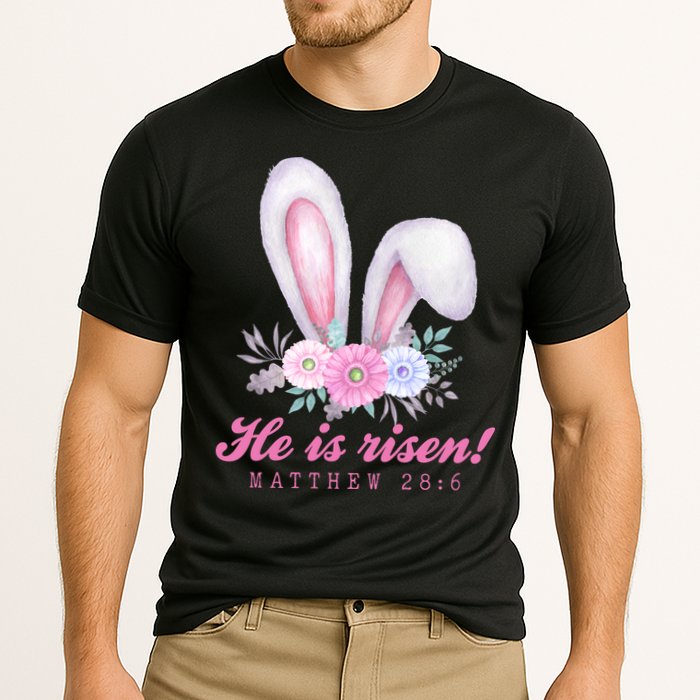 He Is Risen Easter Sunday Bunny Floral Performance Shirt