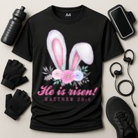 He Is Risen Easter Sunday Bunny Floral Performance Shirt