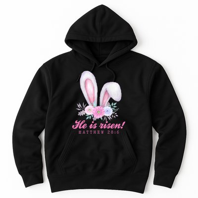 He Is Risen Easter Sunday Bunny Floral Hoodie