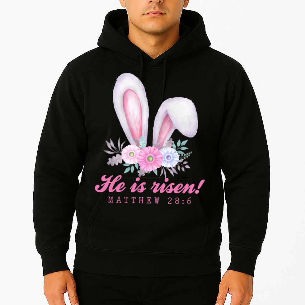 He Is Risen Easter Sunday Bunny Floral Hoodie