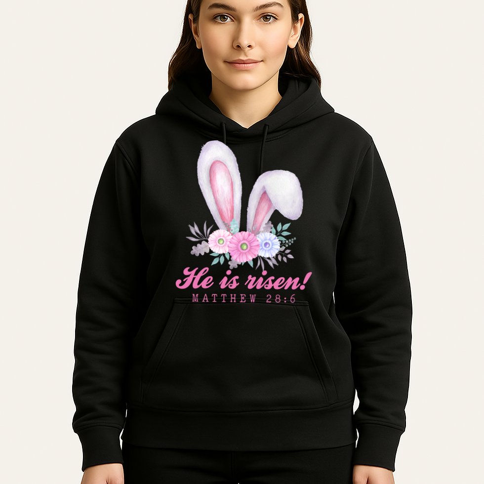 He Is Risen Easter Sunday Bunny Floral Hoodie