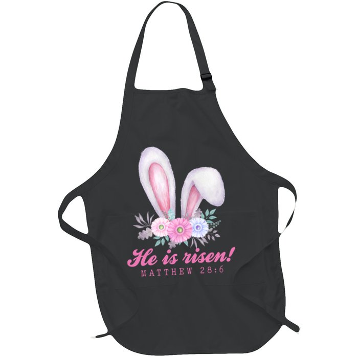 He Is Risen Easter Sunday Bunny Floral Apron